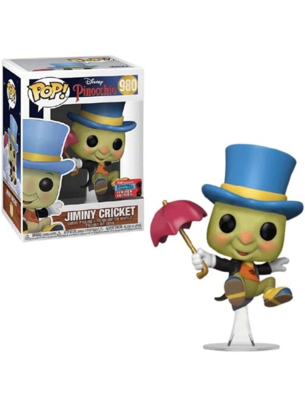 Disney Pinocchio Jiminy Cricket Vinyl Figure with Umbrella - Fall Exclusive 3.75